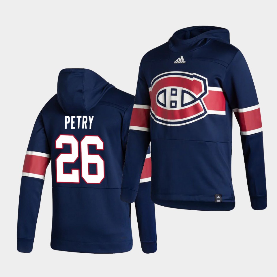 Men Montreal Canadiens #26 Petry Blue NHL 2021 Adidas Pullover Hoodie Jersey